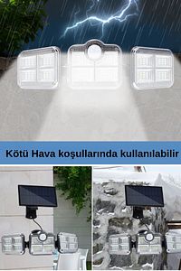 Solar Güneş Enerjili 122 Ledli Hareket Sensörlü Kumandalı Bahçe Balkon Aydınlatma Sokak Lambası ürün fotoğrafı