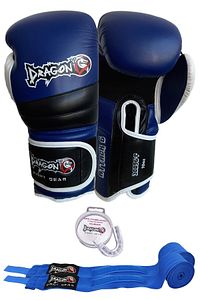 Dragon Attack 6 Boks Eldiveni Kick Boks Muay Thai Boks Eldiveni Bandaj Siyah Renk Ve Dişlik 3'lü Set ürün fotoğrafı