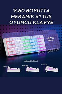 Blue Switch Mekanik Rainbow 11 Mod Led Işıklı Mini 62 Tuşlu Gaming Oyuncu Klavyesi Kablolu ürün fotoğrafı