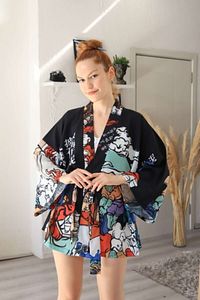 Siyah Yakuza Kimono ürün fotoğrafı