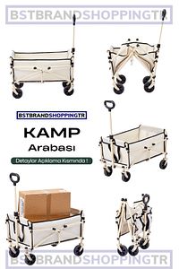 Çok Amaçlı Katlanır Plaj Kamp Piknik Eşya Taşıma Arabası (80x46x92cm) ürün fotoğrafı