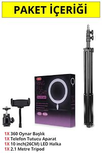 10 Inç Ring Light 5500k Youtuber Led Işıklı 2.1 Metre Tripod Selfie Makyaj Işığı ürün fotoğrafı