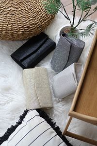 Kadın Simli Platin Mini Kutu Omuz Çantası ürün fotoğrafı