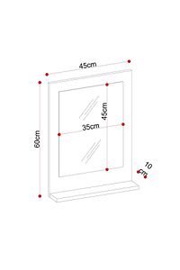 Safir Banyo Aynası, Dresuar,60x45 Beyaz Raflı Banyo Aynası ürün fotoğrafı