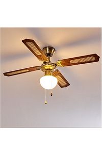 Vantilatör Avize Lamba Tavan Vantilatörü Ahşap Pervaneli Avize Işıklı 107 Cm Çap ürün fotoğrafı