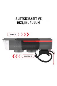 USB Şarjlı Led Işıklı Su Geçirmez Bisiklet Scooter Moped Farı Feneri Yeni Nesil Ön Far ürün fotoğrafı