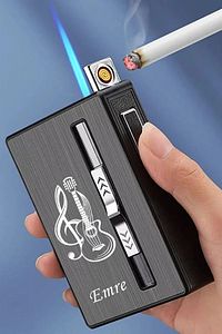 Hediyelik Kişiye Özel Isim Baskılı Usb Şarjlı Çakmaklı Sigara Çıkaran Tabaka ürün fotoğrafı