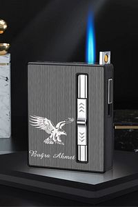 Hediyelik Kişiye Özel Isim Baskılı Usb Şarjlı Çakmaklı Sigara Çıkaran Tabaka ürün fotoğrafı