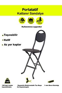 Siyah Katlanır Portatif Sandalye ürün fotoğrafı