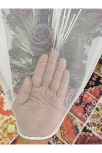 Grek Zemin 1-3 Sık Pileli Etekleri Kuşunlu Kırık Beyaz Tül Perde ürün fotoğrafı