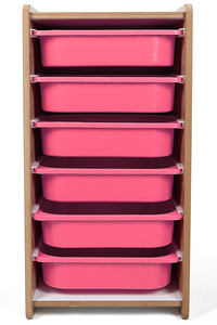 6 Çekmeceli Çocuk Oyuncak ve Aktivite Dolabı,Ceviz-Pembe 18mm MDF ürün fotoğrafı
