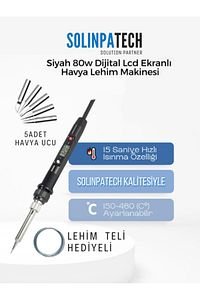 80w Lcd Isı Ayarlı Kalem Havya Ayarlanabilir Lehim Makinesi Ve Havya Ucu Seti (LEHİM TELİ HEDİYE) ürün fotoğrafı