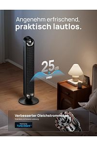 28 Db Akıllı Sessiz Kule Vantilatör, Soğutmalı, 106 Cm Wifi Alexa Tower Fan, 90° Salınımlı ürün fotoğrafı