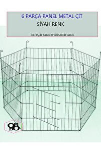 - Köpek Çiti Kafesi 63cm X 48cm -ithal Ürün 6 Parça Panel Çit- Siyah Renk/oyun Eğitim Alanı ürün fotoğrafı