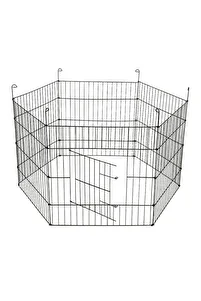 - Köpek Çiti Kafesi 63cm X 48cm -ithal Ürün 6 Parça Panel Çit- Siyah Renk/oyun Eğitim Alanı ürün fotoğrafı