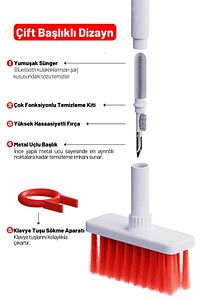 Bluetooth Kulaklık Ve Bilgisayar Temizleme Kalemi, Çok Fonksiyonlu 5'i 1 Arada Temizleme Kalemi Kiti ürün fotoğrafı