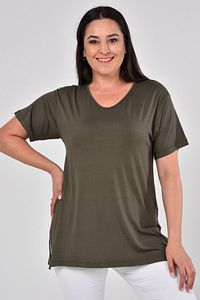 Büyük Beden Organik Pamuklu Yandan Yırtmaçlı Likralı Konfor Modeli Kısa Kollu Spor Ve Günlük T-shirt ürün fotoğrafı