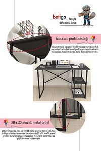 60x120 Cm 2 Raflı Çalışma Masası Bilgisayar Masası Ofis Ders Yemek Masası Antrasit ürün fotoğrafı