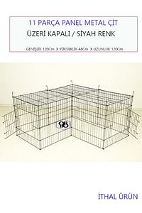 - Köpek/kedi Çiti Kafesi 120cm.x60cmx48cm- * Ltip* Oyun Eğitim Alanı 11 Parça Panel Çit- Siyah ürün fotoğrafı