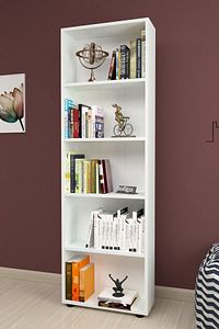 Dekoratif 5 Raflı Kitaplık Modern Kitaplık Beyaz ürün fotoğrafı
