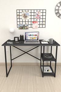 60x120 Cm 2 Raflı Çalışma Masası Bilgisayar Masası Ofis Ders Yemek Masası Antrasit ürün fotoğrafı