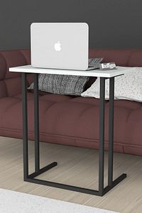 Metal Ayaklı Laptop Sehpası Kahvaltı Masası Çalışma Sehpası Beyaz ürün fotoğrafı