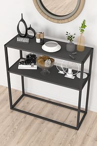 Metal Ayaklı Dresuar Dekoratif Raflı Dresuar Konsol Metal Dresuar Antrasit ürün fotoğrafı