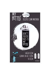 Siyah Sağlıklı Cam Matara 1000 ml Su Şişesi 1lt Sporcu Matarası ürün fotoğrafı
