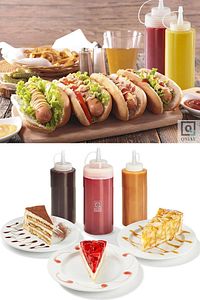 Chef Hazırlık Şişesi (4 Adet) Kapaklı Salata Sosu Zeytinyağı Ketçap Mayonez Sıkma Sosluk 400 Ml ürün fotoğrafı