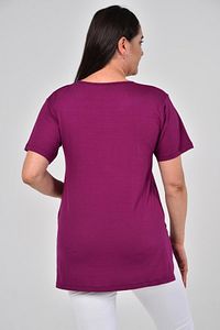 Büyük Beden Organik Pamuklu Yandan Yırtmaçlı Likralı Konfor Modeli Kısa Kollu Spor Ve Günlük T-shirt ürün fotoğrafı