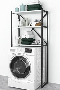 3 Raflı Metal Banyo Düzenleyici Metal Banyo Rafı Çamaşır Makinası Üstü Beyaz ürün fotoğrafı