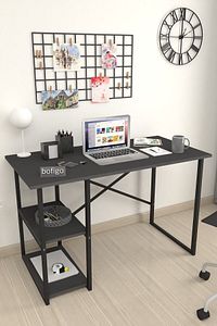 60x120 Cm 2 Raflı Çalışma Masası Bilgisayar Masası Ofis Ders Yemek Masası Antrasit ürün fotoğrafı