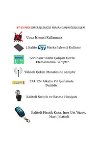 Kt-55 Pro Süper Işlemcili Garaj Kepenk Bariyer Kapı Oto Alarm 433mhz Programlanabilir Akıllı Kumanda ürün fotoğrafı