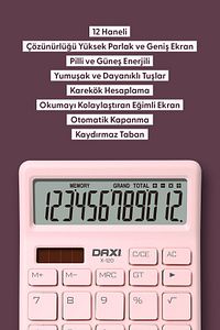 X-120 PASTEL PEMBE 12 HANELİ HESAP MAKİNESİ ürün fotoğrafı