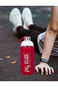 Kırmızı Sağlıklı Cam Matara 1000 ml Su Şişesi 1lt Sporcu Matarası ürün fotoğrafı