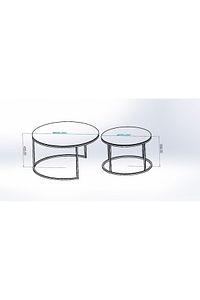 - Tokyo Orta Sehpa 80 cm Yuvarlak Füme Kırılmaz Cam 2 li Sehpa Takımı ürün fotoğrafı