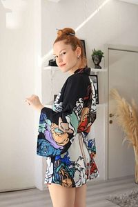 Siyah Yakuza Kimono ürün fotoğrafı
