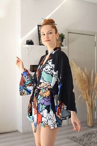 Siyah Yakuza Kimono ürün fotoğrafı