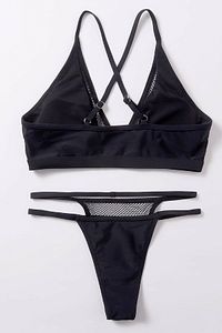 Kadın Siyah File Detaylı Özel Bikini Takımı ürün fotoğrafı