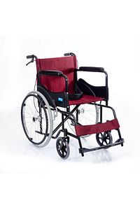 Dm809 Bordo Kumaş Standart Transfer Refakatçı Frenli Tekerlekli Sandalye ürün fotoğrafı