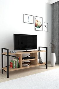 Tv Sehpası Raflı Tv Ünitesi Televizyon Sehpası Çam ürün fotoğrafı