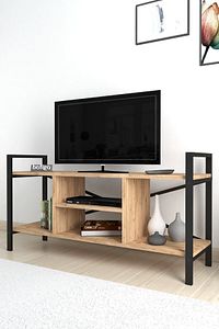 Tv Sehpası Raflı Tv Ünitesi Televizyon Sehpası Çam ürün fotoğrafı