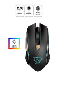 Portatif 7 Rgb Renk Hassas Izleme Özellikli 6 Tuşlu 3200 Dpı Hız Gm-06 Işıklı Kablolu Oyuncu Mouse ürün fotoğrafı