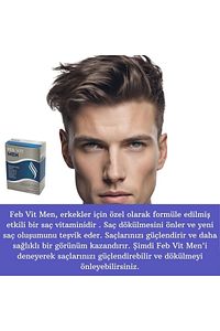Feb Vit Men Alopecia ,saç Dökülmesi Ve Yeni Saç Oluşumu Saç Vitamini /erkek/ 60 Kapsül/ ürün fotoğrafı