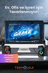 Bilgisayar Hoparlörü Led Işıklı Rgb Laptop Pc Uyumlu 1+1 Speaker ürün fotoğrafı