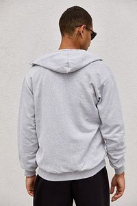 Gri Fermuarlı Kapüşonlu Erkek Sweatshirt ürün fotoğrafı