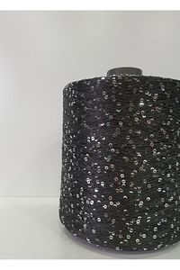 Siyah Renk Üzeri Gümüş Pullu İp (Yeni) 200 Gram ürün fotoğrafı