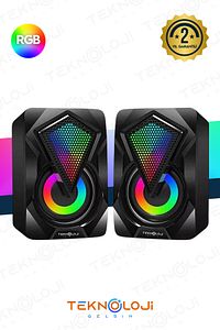 Bilgisayar Hoparlörü Led Işıklı Rgb Laptop Pc Uyumlu 1+1 Speaker ürün fotoğrafı