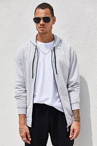 Gri Fermuarlı Kapüşonlu Erkek Sweatshirt ürün fotoğrafı