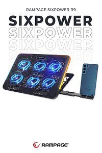 SIXPOWER R9 6 Fan RGB Işıklı Telefon Uyumlu Tutuculu Usb Çoklayıcı Notebook Soğutucu Stand ürün fotoğrafı